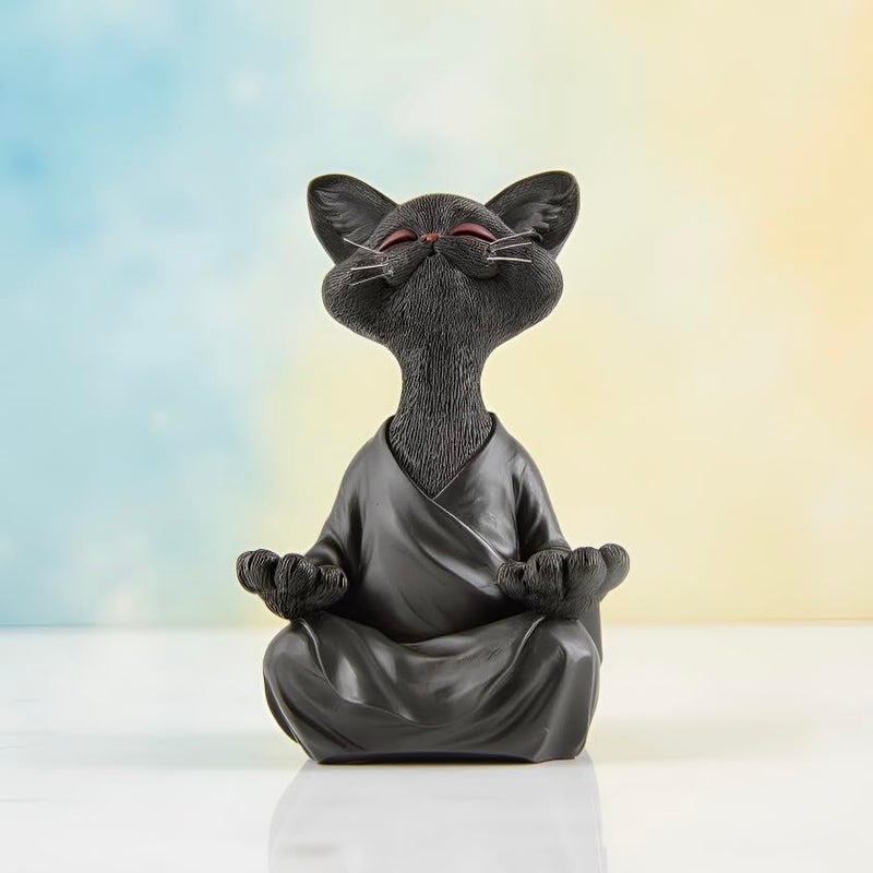 JFSM INC. 5" Whimsical Happy Cat Buddha Figurine â€“ Zen-Inspired Resin Cat Statue â€“ Meditating Animal Sculpture for Mindful Home or Office Decor â€“ Peaceful Gift for Cat Lovers and Yoga Fans - Image 4